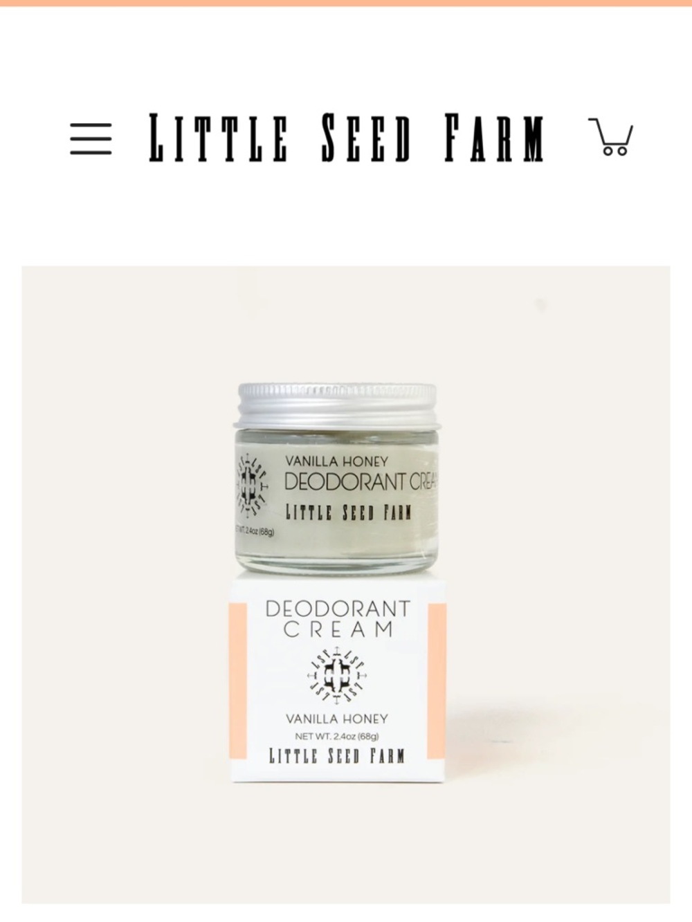 Little Seed Farm Vanilla Honey Deodorant Cream 2.4oz
